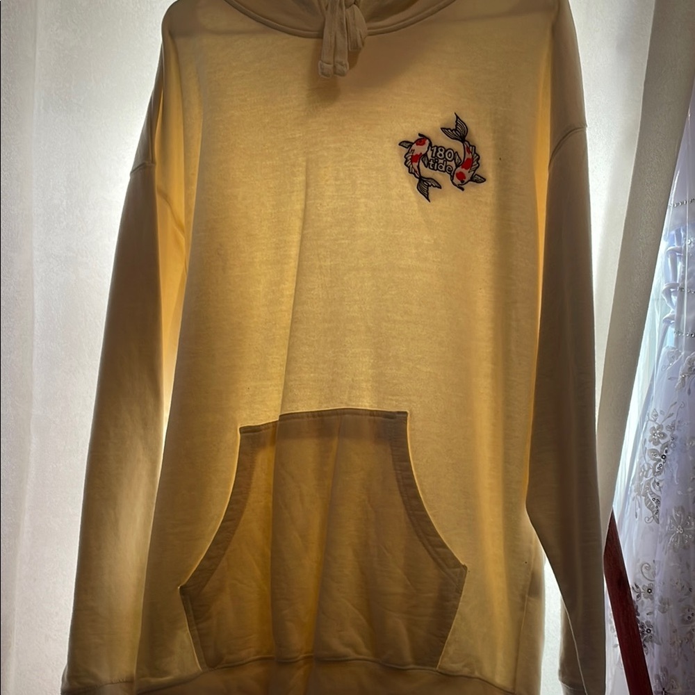 Men's Cream Hoodie with Embroidered Logo